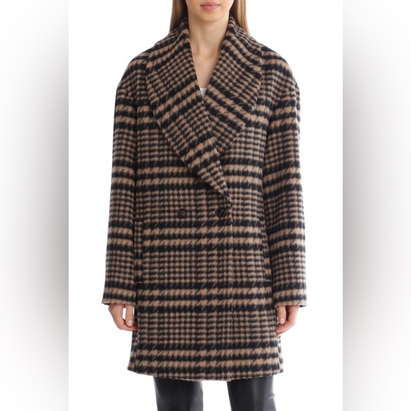 AVEC LES FILLES HOUNDSTOOTH PLAID OVERSIZED PEACOAT - Picture 10 of 13